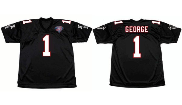Men's Atlanta Falcons #1 Jeff George Black 1994 Home Throwback Stitched Football Jersey